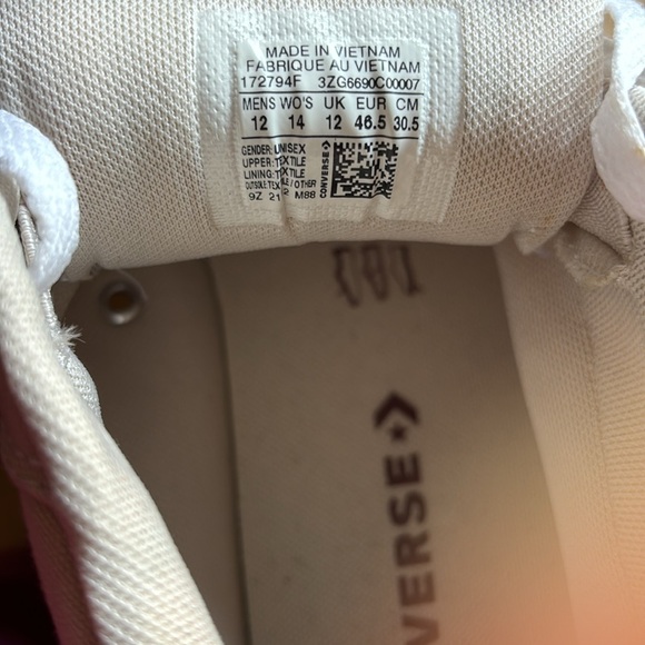 Converse Cream Canvas Hightop Sneaker Men Size 12 - Picture 7 of 7